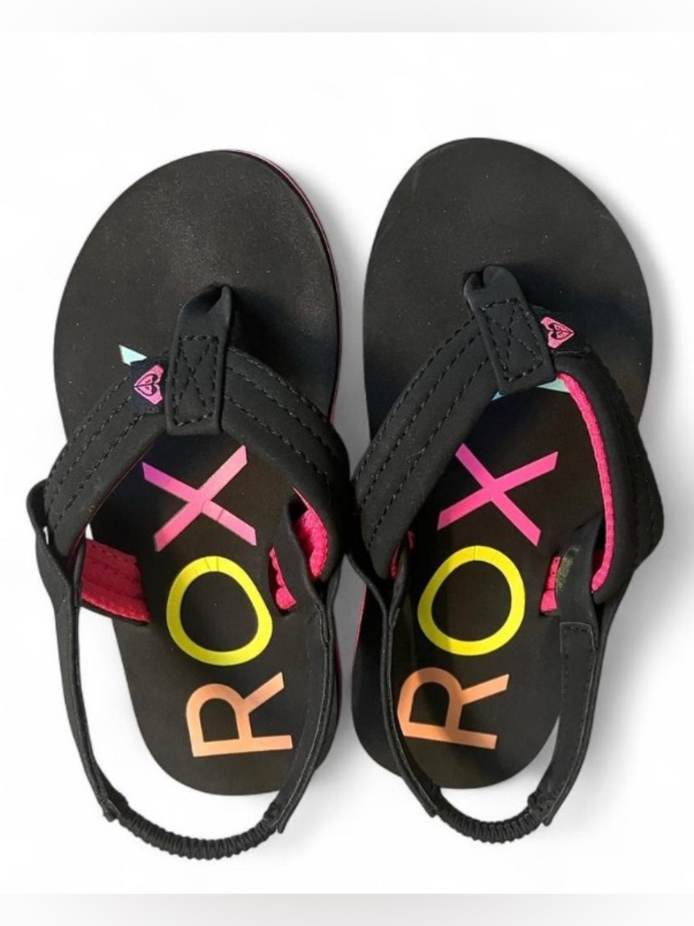 Roxy Kids' Black & Pink Logo Flip Sandals, Toddler Size 9, NWOT